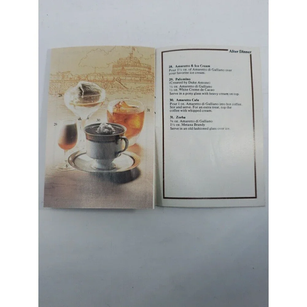 Galliano Italian Classics Liquore Sambuca Amaretto Drink Recipe Booklet c1970s
